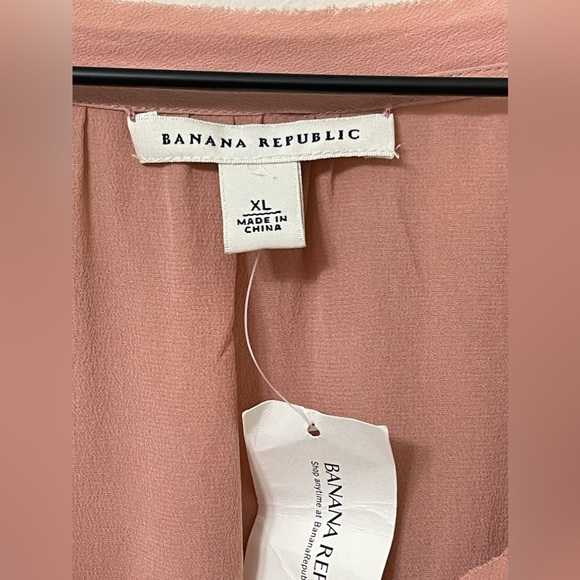 Banana Republic Blush Ruffle Tiered Relaxed Fit Silk Dress Size XL - Picture 8 of 8